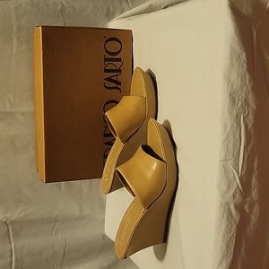 Franco Sarto Nude Wedges Slide Leather 7.5 Platform